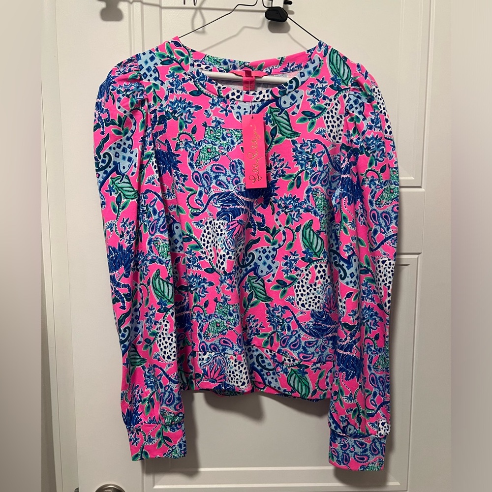 NWT Lilly Pulitzer Jansen Sweatshirt Size Medium. Plumeria Pink.